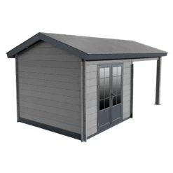 Abri De Jardin En Bois Composite Gris Foncé 9m² + 9m² Terrasse - Woodlife Garden -Outdoor Soldes abri de jardin en bois composite gris fonce 9m 9m terrasse woodlife 3