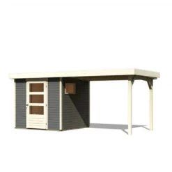 Abri De Jardin En Bois Gris Terre 4,62m² Freiburg 2 Avec Appentis De 2,80 M - Karibu -Outdoor Soldes abri de jardin en bois gris terre 462m freiburg 2 avec appentis de 280 m karibu 2