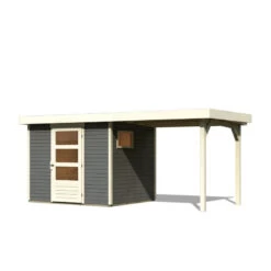 Abri De Jardin En Bois Gris Terre 5,25m² Avec Appentis De 2,40 M Freiburg 3 - Karibu -Outdoor Soldes abri de jardin en bois gris terre 525m avec appentis de 240 m freiburg 3 karibu 2