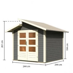 Abri De Jardin En Bois Gris Terre 5,95m² Avec Toit En Gradins - Grönelo - Karibu -Outdoor Soldes abri de jardin en bois gris terre 595m avec toit en gradins gronelo karibu 2
