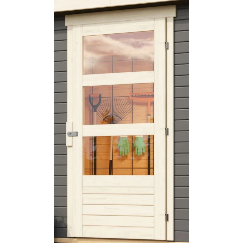 Abri De Jardin En Bois Gris Terre 6,55m² Avec Appentis De 1,50 M Freiburg 4 - Karibu 6 Abri De Jardin En Bois Gris Terre 6,55m² Avec Appentis De 1,50 M Freiburg 4 - Karibu – Image 6