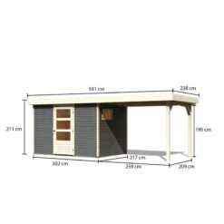 Abri De Jardin En Bois Gris Terre 6,55m² Avec Appentis De 2,80 M Freiburg 4 - Karibu -Outdoor Soldes abri de jardin en bois gris terre 655m avec appentis de 280 m freiburg 4 karibu 2