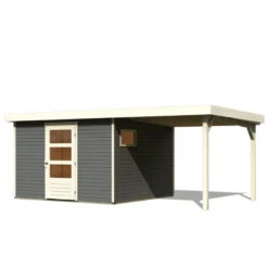 Abri De Jardin En Bois Gris Terre 9,24m² Freiburg 6 Avec Appentis De 2,40 M - Karibu -Outdoor Soldes abri de jardin en bois gris terre 924m freiburg 6 avec appentis de 240 m karibu 2