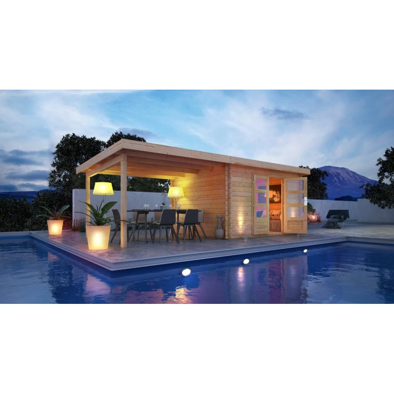 Abri De Jardin En Bois Massif 10,60m² Bastrup 7 Avec Appentis 400cm – Karibu 3 Abri De Jardin En Bois Massif 10,60m² Bastrup 7 Avec Appentis 400cm – Karibu – Image 3