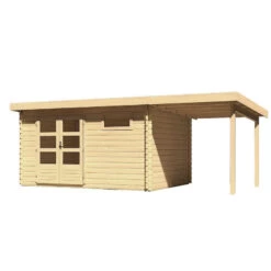 Abri De Jardin En Bois Massif 11,49m² Bastrup 8 Avec Appentis 200cm – Karibu -Outdoor Soldes abri de jardin en bois massif 1149m bastrup 8 avec appentis 200cm woodfeeling 2