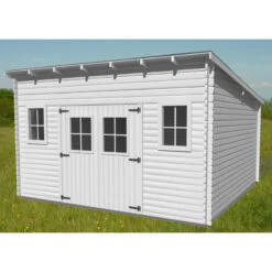 Abri De Jardin En Bois Massif 17,33m² Monopente – Madriers 28mm – Habrita -Outdoor Soldes abri de jardin en bois massif 1733m monopente madriers 28mm habrita 2