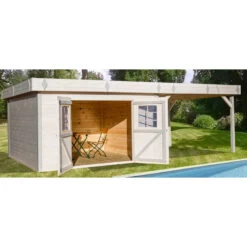 Abri De Jardin En Bois Massif 29,04m² Avec Terrasse – Madriers 28mm – Toiture En Bac Acier – Habrita -Outdoor Soldes abri de jardin en bois massif 2904m avec terrasse madriers 28mm toiture en bac acier habrita 2