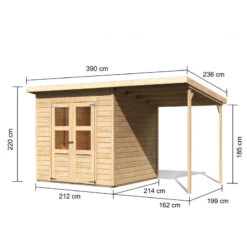 Abri De Jardin En Bois Massif 4,54m² Merseburg 4 + Appentis 169x194cm- Karibu -Outdoor Soldes abri de jardin en bois massif 454m merseburg 4 appentis 169x194cm karibu 2