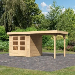 Abri De Jardin En Bois Massif 4,62m² Askola 2 Avec Appentis 240cm – Karibu