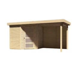 Abri De Jardin En Bois Massif 4,62m² Schwandorf 3 Avec Appentis 240cm Et Paroi Arrière – Karibu -Outdoor Soldes abri de jardin en bois massif 462m schwandorf 3 avec appentis 240cm et paroi arriere woodfeeling 2