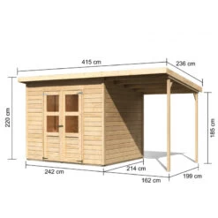 Abri De Jardin En Bois Massif 5,18m² + Appentis Merseburg 5 - Karibu -Outdoor Soldes abri de jardin en bois massif 518m merseburg 5 karibu 2