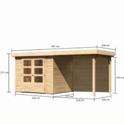 Abri De Jardin En Bois Massif 5,25m² Askola 3 Avec Appentis 240cm Et Paroi Arrière – Karibu 8 Abri De Jardin En Bois Massif 5,25m² Askola 3 Avec Appentis 240cm Et Paroi Arrière – Karibu -Outdoor Soldes abri de jardin en bois massif 525m askola 3 avec appentis 240cm et paroi arriere woodfeeling 2