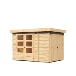 Abri De Jardin En Bois Massif 6,25m² Retola 2 Avec Armoire Intégrée – Karibu -Outdoor Soldes abri de jardin en bois massif 625m retola 2 avec armoire integree woodfeeling 2
