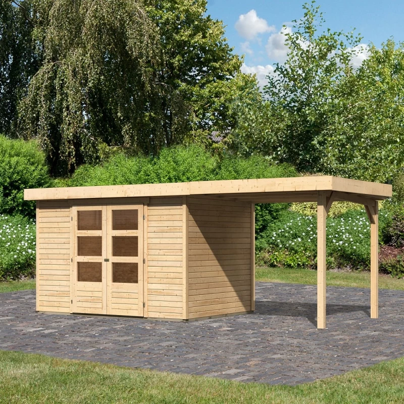 Abri De Jardin En Bois Massif 6,55m² Askola 4 Avec Appentis 240cm – Karibu 1 Abri De Jardin En Bois Massif 6,55m² Askola 4 Avec Appentis 240cm – Karibu