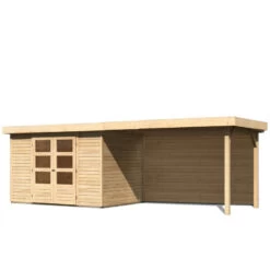 Abri De Jardin En Bois Massif 6,55m² Askola 4 Avec Appentis 280cm Et Paroi Arrière – Karibu -Outdoor Soldes abri de jardin en bois massif 655m askola 4 avec appentis 280cm et paroi arriere woodfeeling 2