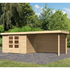 Abri De Jardin En Bois Massif 6,55m² Askola 4 Avec Appentis 280cm Et Paroi Arrière – Karibu