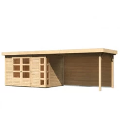 Abri De Jardin En Bois Massif 6,55m² Kerko 4 Avec Appentis 280cm Et Paroi Arrière – Karibu -Outdoor Soldes abri de jardin en bois massif 655m kerko 4 avec appentis 280cm et paroi arriere woodfeeling 2