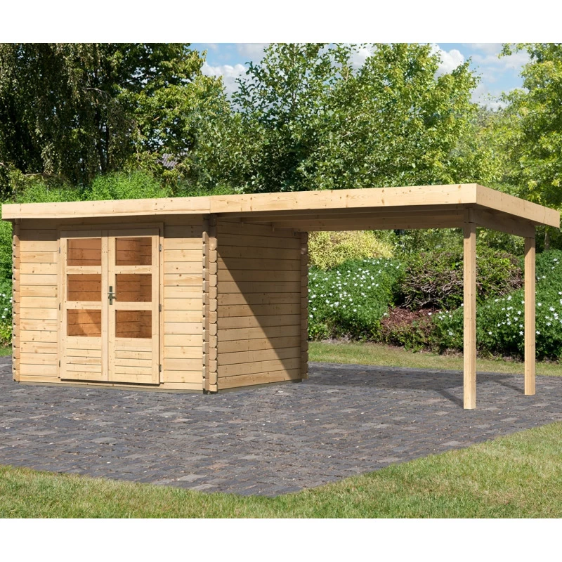 Abri De Jardin En Bois Massif 7,04m² Bastrup 3 Avec Appentis 300cm – Karibu 1 Abri De Jardin En Bois Massif 7,04m² Bastrup 3 Avec Appentis 300cm – Karibu