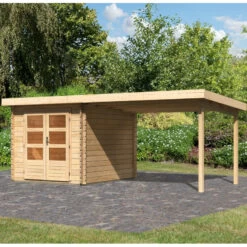 Abri De Jardin En Bois Massif 7,04m² Bastrup 4 Avec Appentis 300cm – Karibu