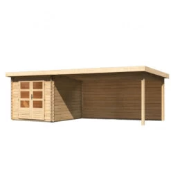 Abri De Jardin En Bois Massif 7,04m² Bastrup 4 Avec Appentis 400cm Et Paroi Arrière – Karibu -Outdoor Soldes abri de jardin en bois massif 704m bastrup 4 avec appentis 400cm et paroi arriere woodfeeling 2
