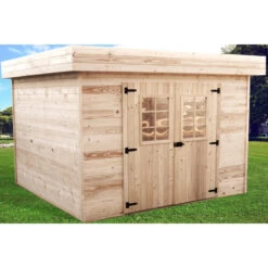 Abri De Jardin En Bois Massif 7,97m² Monopente – Madriers 28mm – Toiture En Bac Acier – Habrita -Outdoor Soldes abri de jardin en bois massif 797m monopente madriers 28mm toiture en bac acier habrita 1