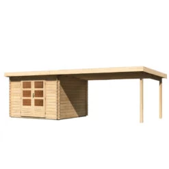 Abri De Jardin En Bois Massif 8,82m² Bastrup 5 Avec Appentis 400cm – Karibu -Outdoor Soldes abri de jardin en bois massif 882m bastrup 5 avec appentis 400cm woodfeeling 3