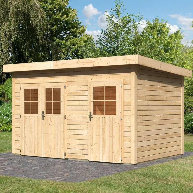 Abri De Jardin En Bois Massif 8,88m² Avec Cloison Intérieure Tintrup – Karibu 2 Abri De Jardin En Bois Massif 8,88m² Avec Cloison Intérieure Tintrup – Karibu – Image 2