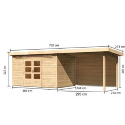 Abri De Jardin En Bois Massif 8,88m² Kandern 7 Avec Appentis 320cm Et Paroi Arrière – Karibu -Outdoor Soldes abri de jardin en bois massif 888m kandern 7 avec appentis 320cm et paroi arriere woodfeeling 2