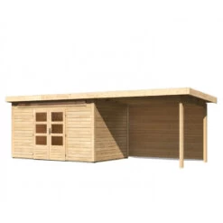 Abri De Jardin En Bois Massif 8,88m² Kandern 7 Avec Appentis 320cm Et Paroi Arrière – Karibu -Outdoor Soldes abri de jardin en bois massif 888m kandern 7 avec appentis 320cm et paroi arriere woodfeeling 3