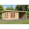 Abri De Jardin En Bois Massif 8,88m² Kastorf 7 Avec Appentis 320cm Et Paroi Arrière Et Latérale – Karibu