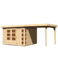 Abri De Jardin En Bois Massif 9,24m² Kerko 6 Avec Appentis 240cm – Karibu -Outdoor Soldes abri de jardin en bois massif 924m kerko 6 avec appentis 240cm woodfeeling 2