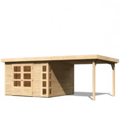 Abri De Jardin En Bois Massif 9,24m² Kerko 6 Avec Appentis 280cm – Karibu -Outdoor Soldes abri de jardin en bois massif 924m kerko 6 avec appentis 280cm woodfeeling 2