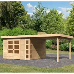 Abri De Jardin En Bois Massif 9,24m² Kerko 6 Avec Appentis 280cm – Karibu