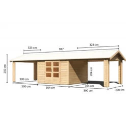 Abri De Jardin En Bois Massif 9,24m² Theres 7 Avec Deux Auvents – Karibu -Outdoor Soldes abri de jardin en bois massif 924m theres 7 avec deux auvents karibu 2