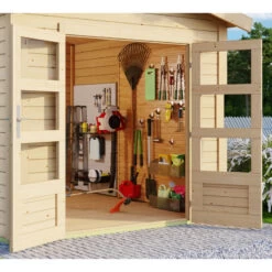 Abri De Jardin En Bois Massif 9,24m² Theres 7 Avec Un Auvent – Karibu -Outdoor Soldes abri de jardin en bois massif 924m theres 7 avec un auvent karibu 3