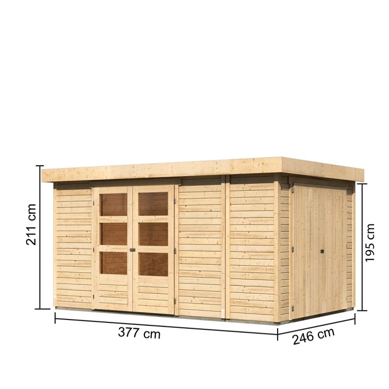 Abri De Jardin En Bois Massif 9,27m² Retola 6 Avec Armoire Intégrée – Karibu 2 Abri De Jardin En Bois Massif 9,27m² Retola 6 Avec Armoire Intégrée – Karibu – Image 2