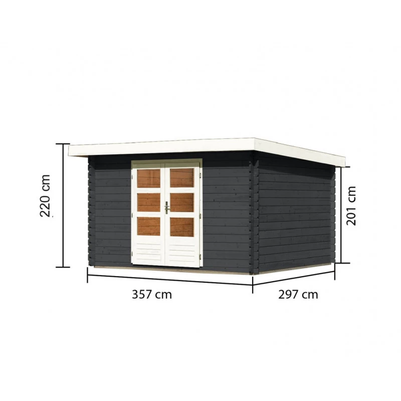 Abri De Jardin En Bois Massif Anthracite 10,60m² Bastrup 7 – Karibu 2 Abri De Jardin En Bois Massif Anthracite 10,60m² Bastrup 7 – Karibu – Image 2