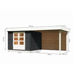 Abri De Jardin En Bois Massif Anthracite 7,04m² Bastrup 3 Avec Appentis 300cm Et Paroi Arrière – Karibu -Outdoor Soldes abri de jardin en bois massif anthracite 704m bastrup 3 avec appentis 300cm et paroi arriere woodfeeling 2