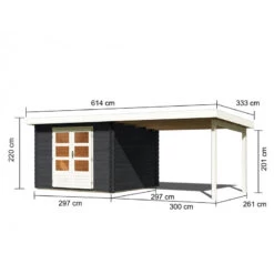 Abri De Jardin En Bois Massif Anthracite 8,82m² Bastrup 5 Avec Appentis 300cm – Karibu -Outdoor Soldes abri de jardin en bois massif anthracite 882m bastrup 5 avec appentis 300cm woodfeeling 2