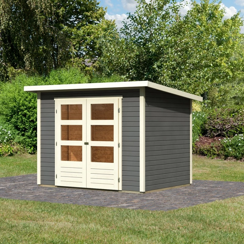 Abri De Jardin En Bois Massif Gris Terre 4,57m² Stockach 3 – Karibu 1 Abri De Jardin En Bois Massif Gris Terre 4,57m² Stockach 3 – Karibu