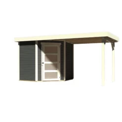 Abri De Jardin En Bois Massif Gris Terre 4,62m² Schwandorf 3 Avec Appentis 240cm – Karibu -Outdoor Soldes abri de jardin en bois massif gris terre 462m schwandorf 3 avec appentis 240cm woodfeeling 2