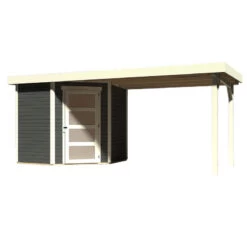 Abri De Jardin En Bois Massif Gris Terre 4,62m² Schwandorf 3 Avec Appentis 280cm – Karibu -Outdoor Soldes abri de jardin en bois massif gris terre 462m schwandorf 3 avec appentis 280cm woodfeeling 2