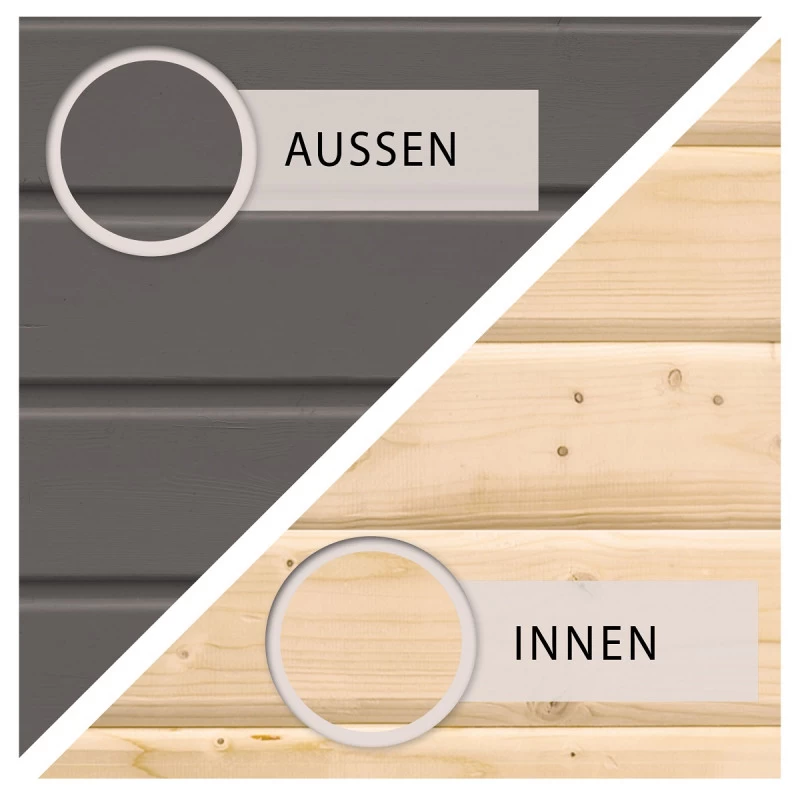 Abri De Jardin En Bois Massif Gris Terre 5,25m² Askola 3 Avec Appentis 280cm – Karibu 4 Abri De Jardin En Bois Massif Gris Terre 5,25m² Askola 3 Avec Appentis 280cm – Karibu – Image 4