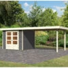 Abri De Jardin En Bois Massif Gris Terre 5,95m² Askola 3,5 Avec Appentis 280cm – Karibu