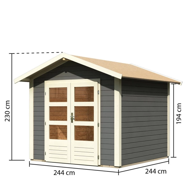 Abri De Jardin En Bois Massif Gris Terre 5,95m² Talkau 4 – Karibu 3 Abri De Jardin En Bois Massif Gris Terre 5,95m² Talkau 4 – Karibu – Image 3
