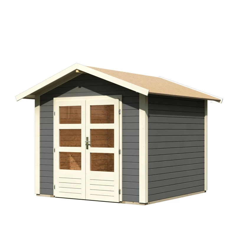 Abri De Jardin En Bois Massif Gris Terre 5,95m² Talkau 4 – Karibu 4 Abri De Jardin En Bois Massif Gris Terre 5,95m² Talkau 4 – Karibu – Image 4