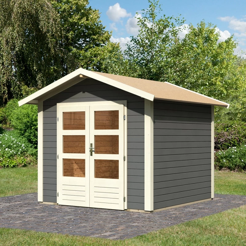 Abri De Jardin En Bois Massif Gris Terre 5,95m² Talkau 4 – Karibu 1 Abri De Jardin En Bois Massif Gris Terre 5,95m² Talkau 4 – Karibu