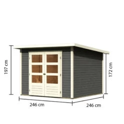 Abri De Jardin En Bois Massif Gris Terre 6,05m² Stockach 4 – Karibu -Outdoor Soldes abri de jardin en bois massif gris terre 605m stockach 4 woodfeeling 2