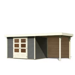 Abri De Jardin En Bois Massif Gris Terre 6,55m² Askola 4 Avec Appentis 240cm Et Paroi Arrière - Karibu 8 Abri De Jardin En Bois Massif Gris Terre 6,55m² Askola 4 Avec Appentis 240cm Et Paroi Arrière - Karibu -Outdoor Soldes abri de jardin en bois massif gris terre 655m askola 4 avec appentis 240cm et paroi arriere woodfeeling 2