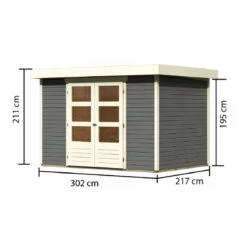 Abri De Jardin En Bois Massif Gris Terre 6,55m² Askola 4 - Karibu -Outdoor Soldes abri de jardin en bois massif gris terre 655m askola 4 woodfeeling 2
